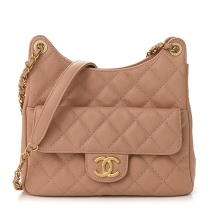 Chanel Caviar Quilted Wavy CC Hobo Beige 1 of 10