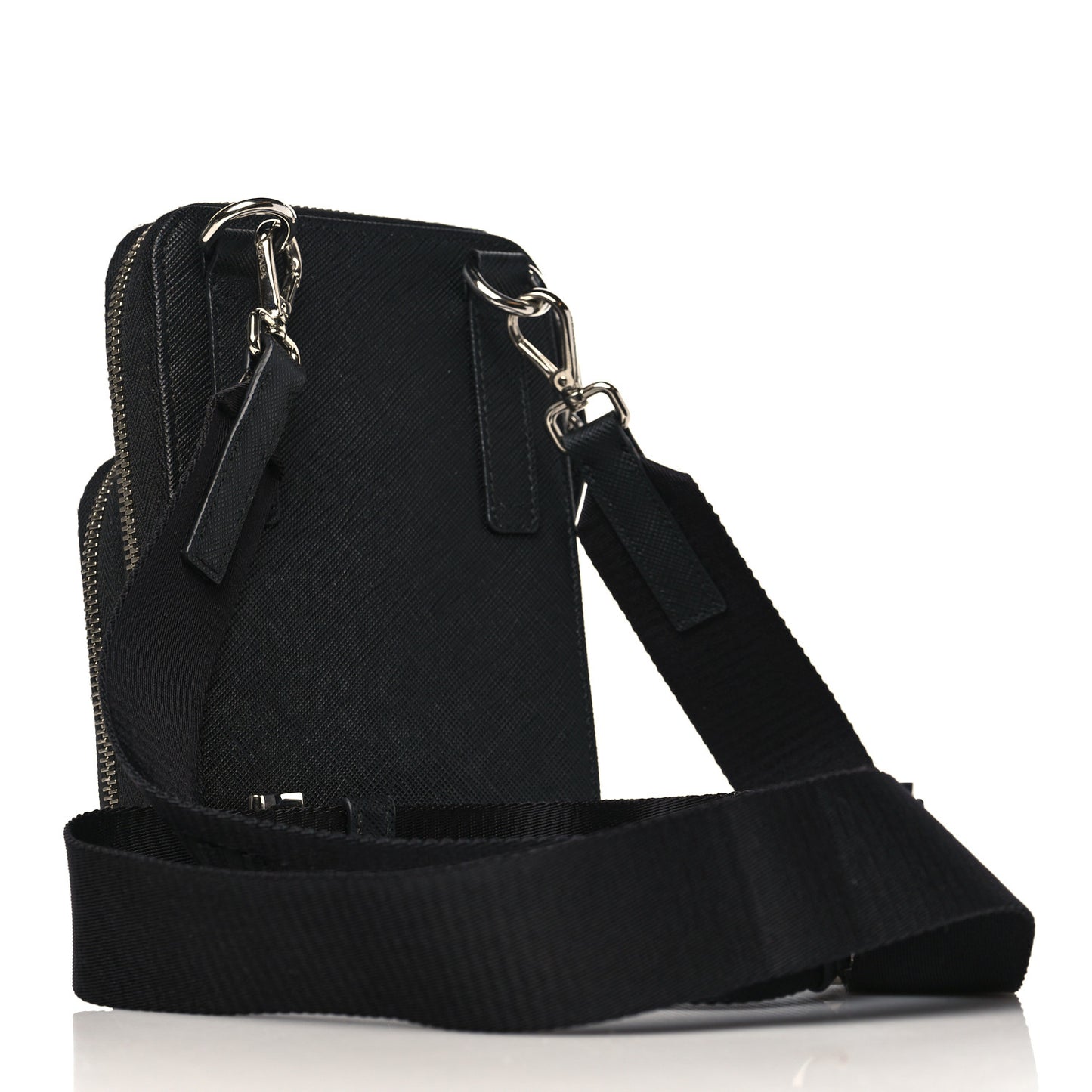 Saffiano Phone Crossbody Pouch Black