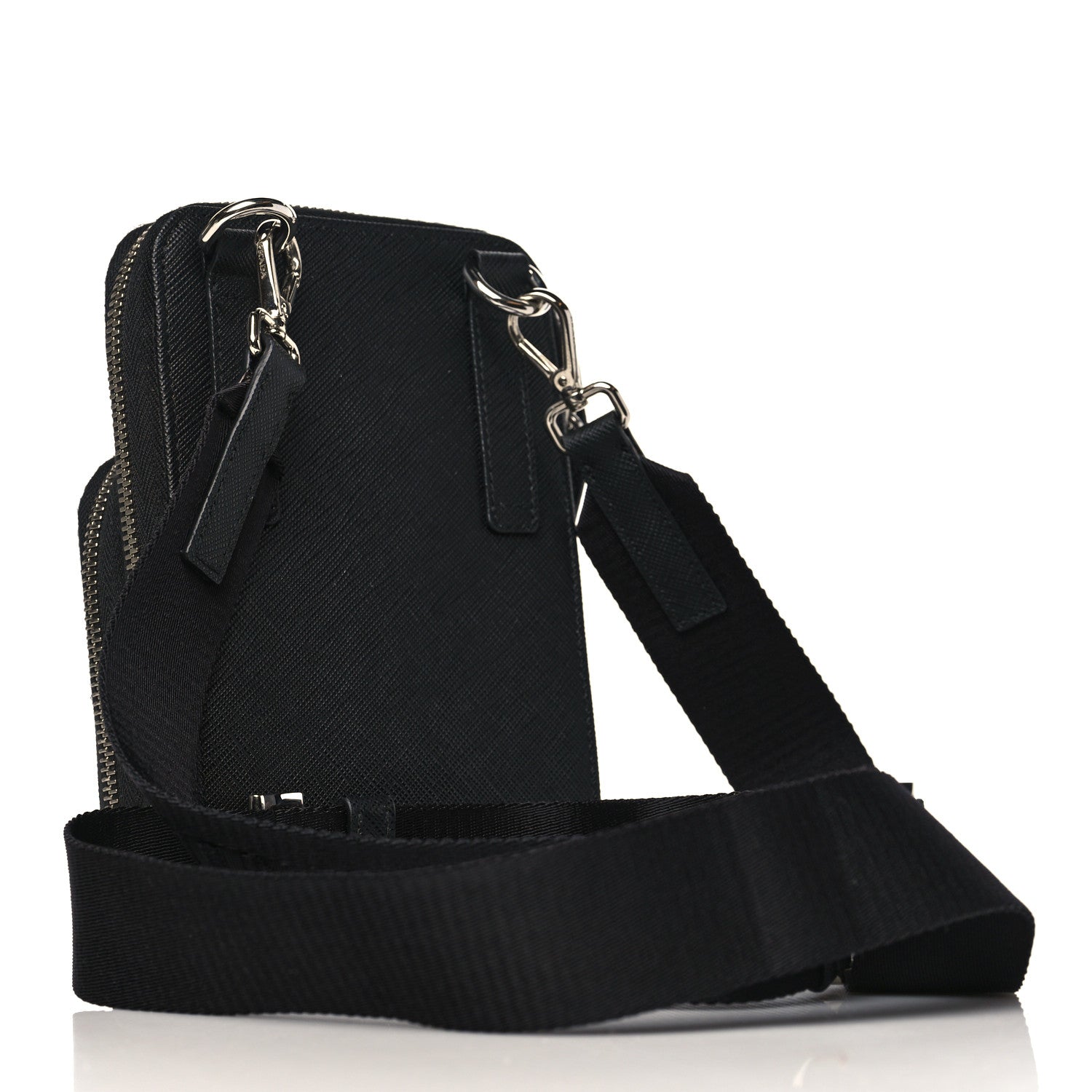 Prada Saffiano Phone Crossbody Pouch Black 2 of 8