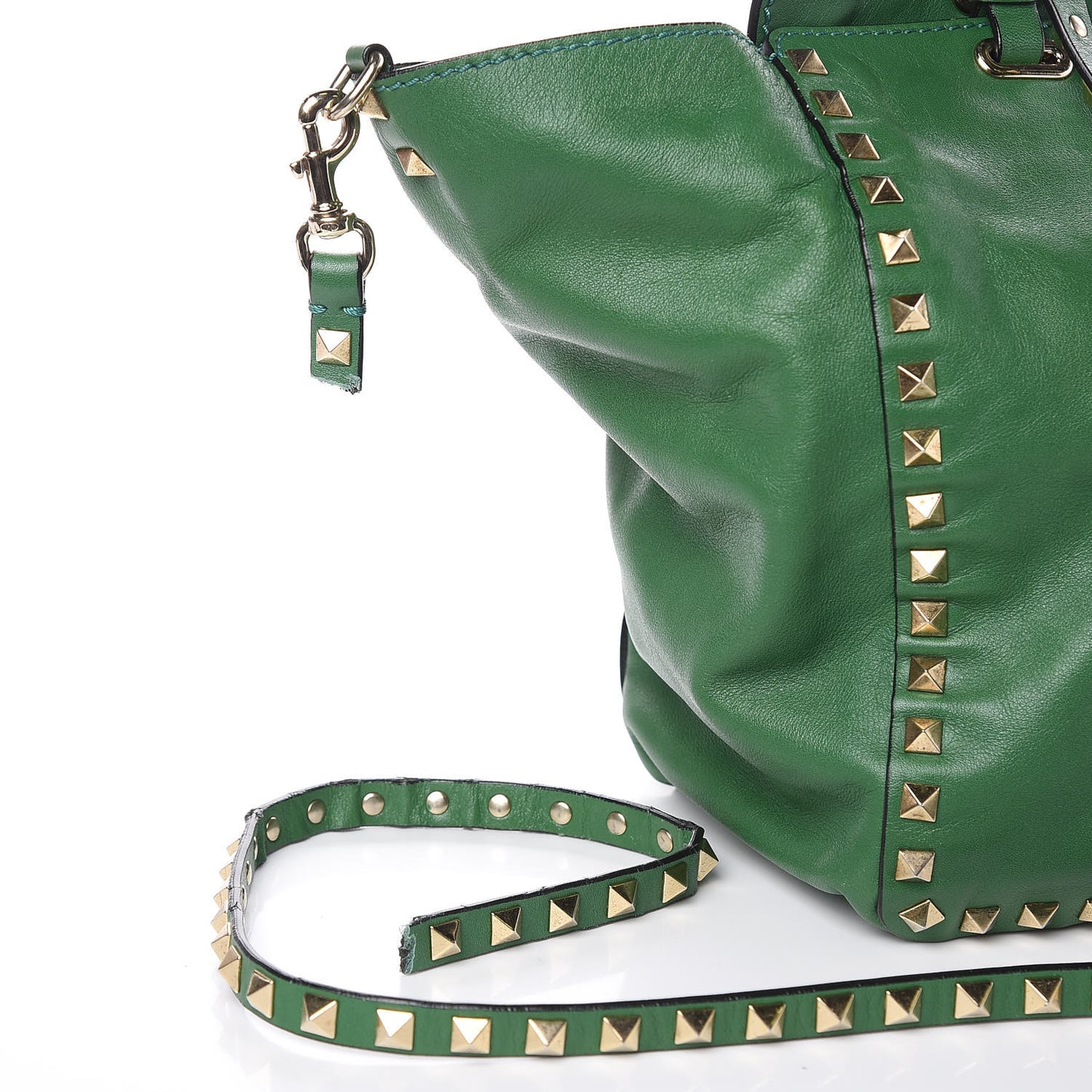 Vitello Medium Rockstud Tote Emerald