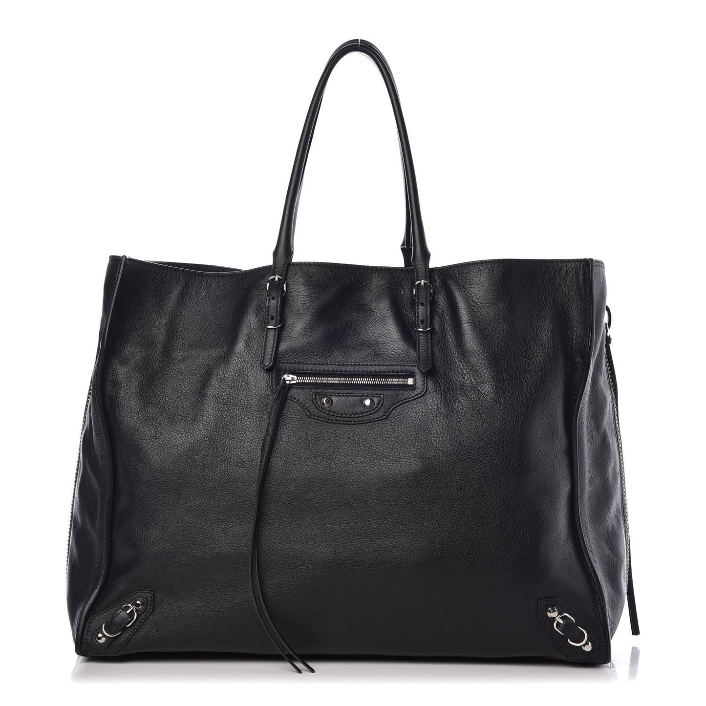 Supple Calfskin Papier A4 Zip Around Tote Black