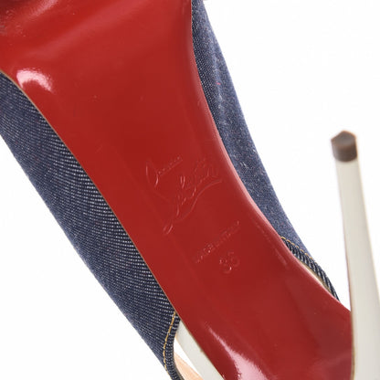 Christian Louboutin Denim Private Number 120 Pumps 36 Blue White 6 of 10