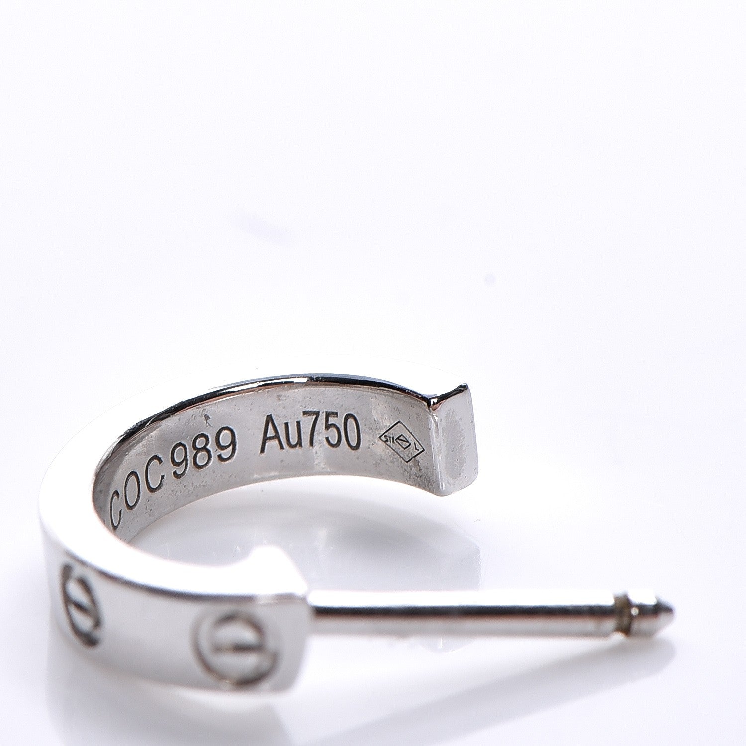 Cartier 18K White Gold Small LOVE Hoop Earrings 3 of 6