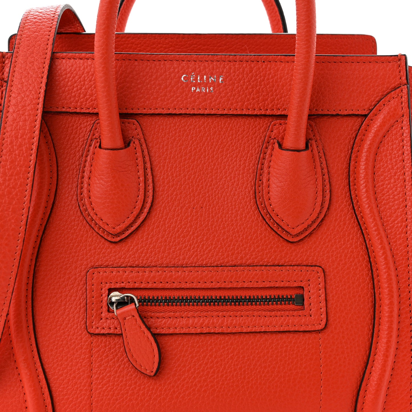 Drummed Calfskin Nano Luggage Vermillion