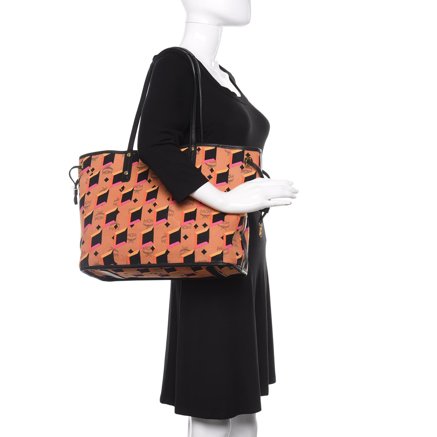MCM Visetos Medium Project Reversible Shopper Tote Cognac 2 of 16