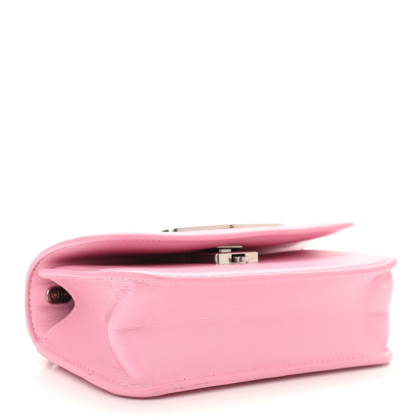 Calfskin Stripe Embossed Gossip Chain Bag XS Candy Pink