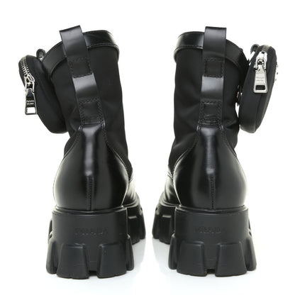 Prada Spazzolato Rois Nylon Metal Triangle Logo Monolith Pouch Pocket 55mm Boots 39.5 Black 3 of 20