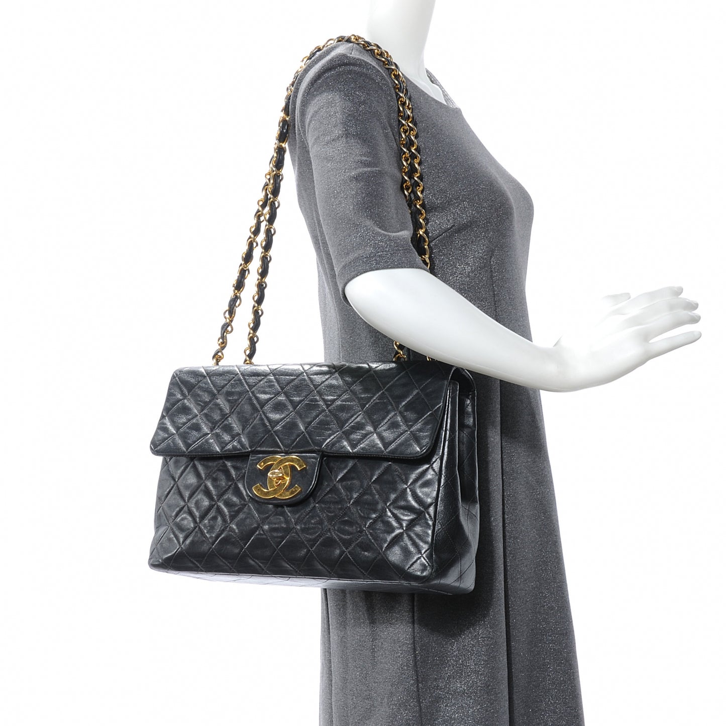 Lambskin XL Jumbo Flap Black