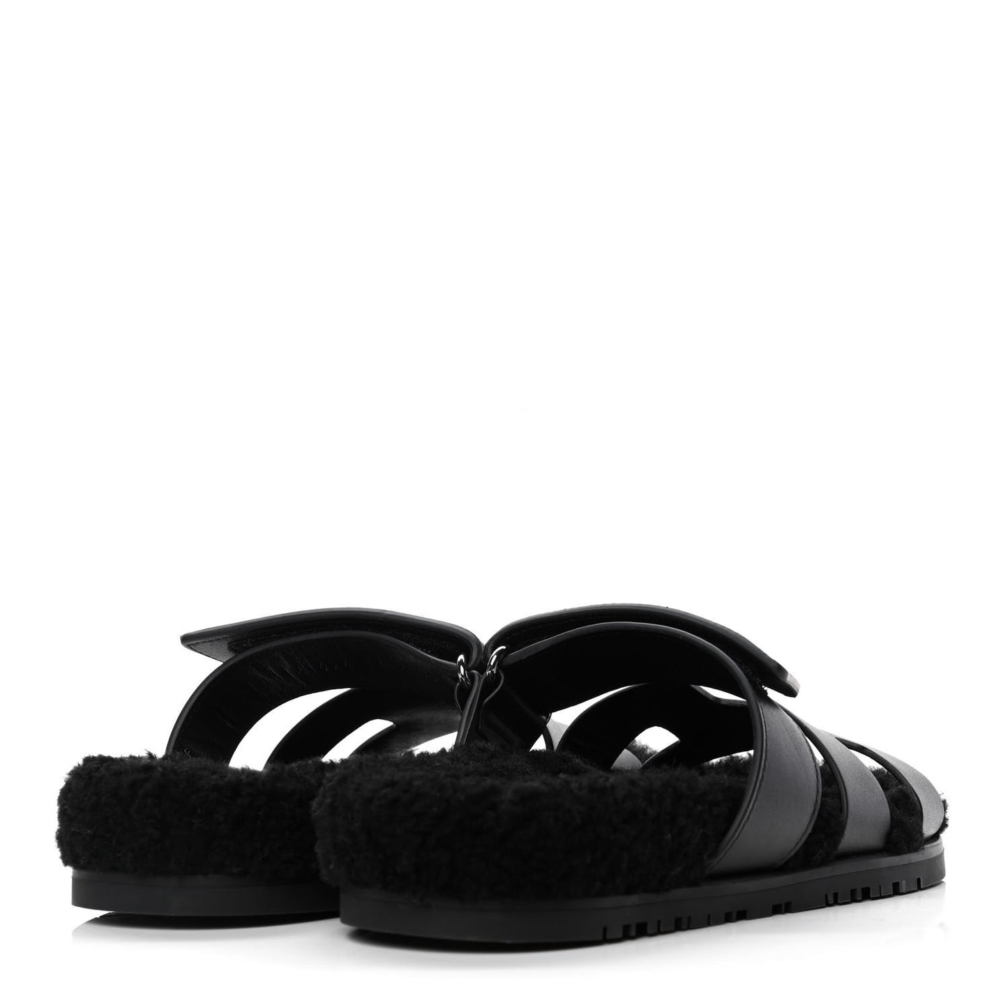 Calfskin Woolskin Womens Chypre Sandals 37 Black