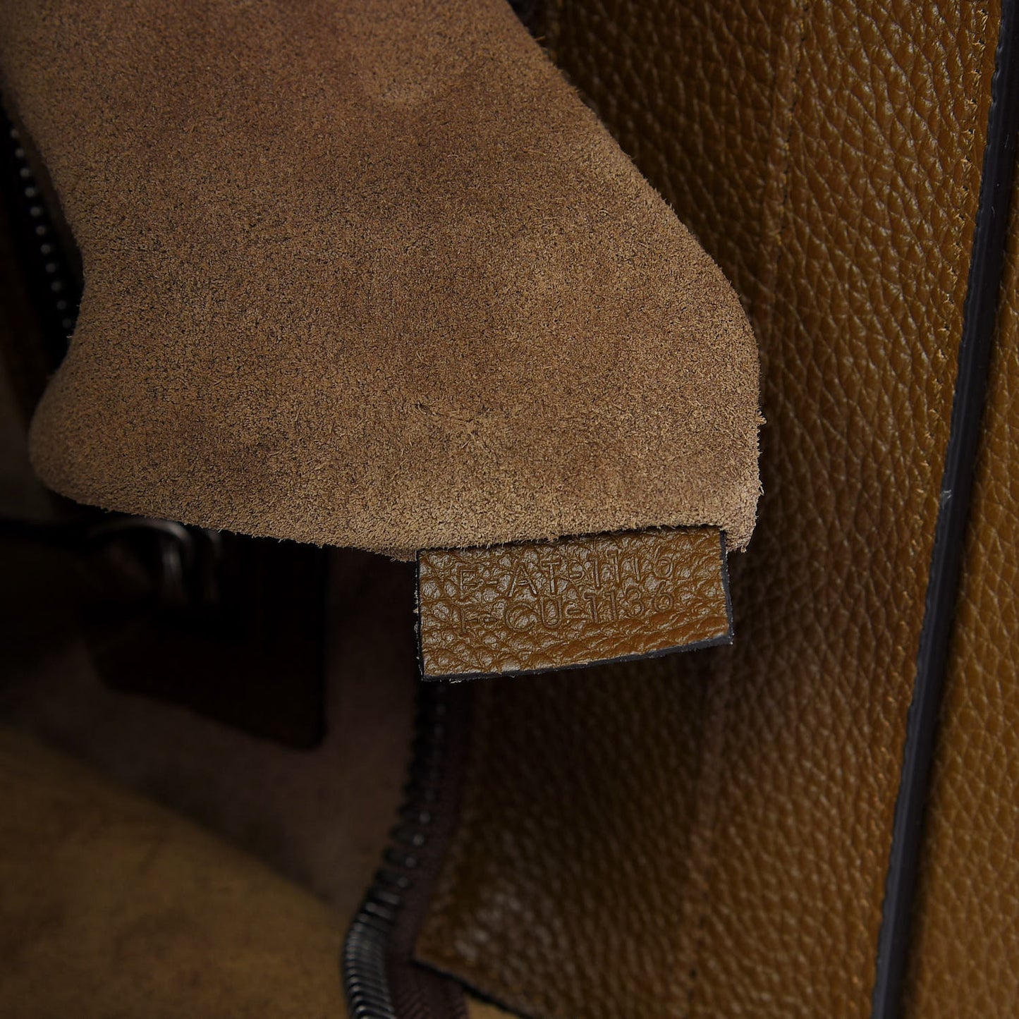 Drummed Calfskin Mini Luggage Camel