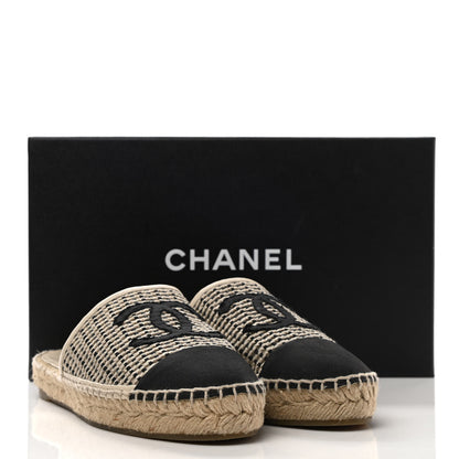 Chanel Mesh Grosgrain CC Espadrilles Mule 36 Beige Black 9 of 9