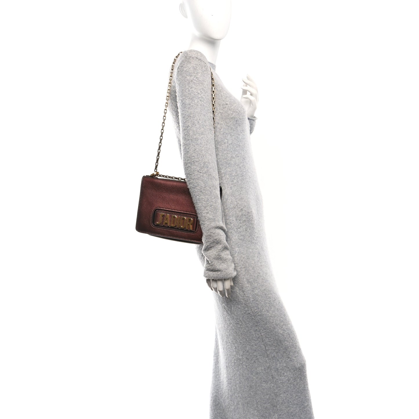 Metallic Calfskin J'Adior Chain Flap Bag Noisette