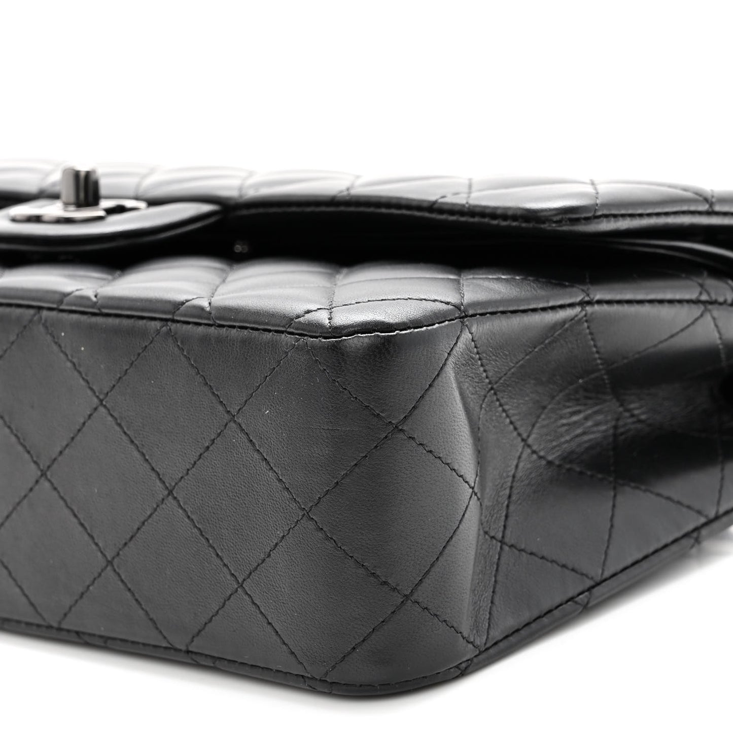 Lambskin Quilted Medium Double Flap So Black