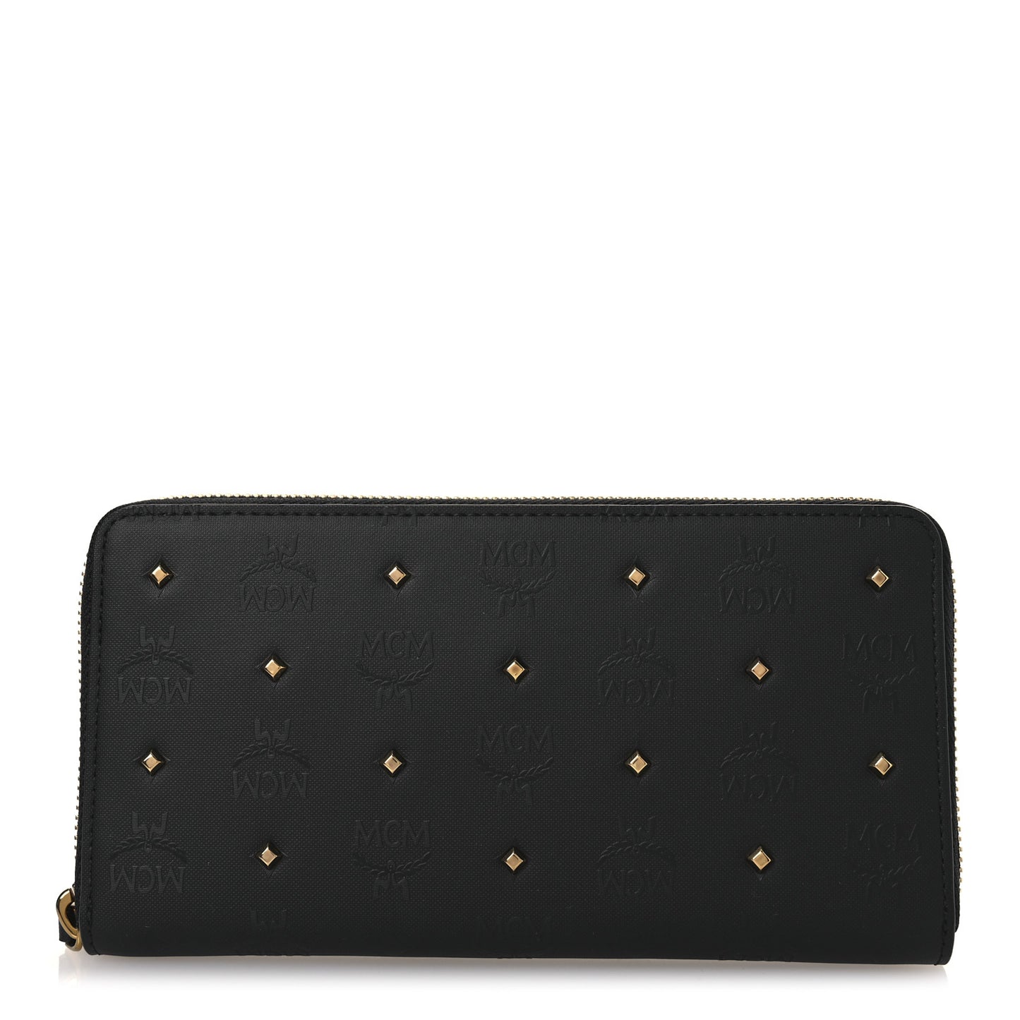Odeon Studded Large Zip Around Wallet  Black