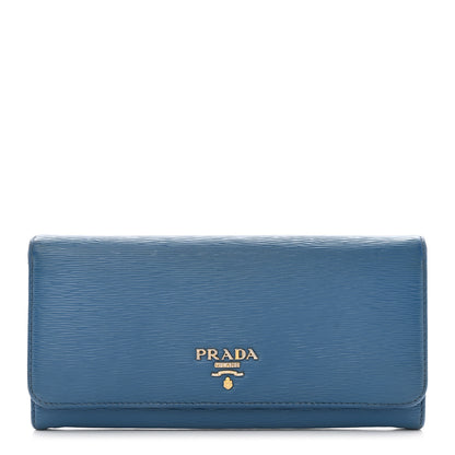 Prada Vitello Move Continental Flap Wallet Cobalto 1 of 8