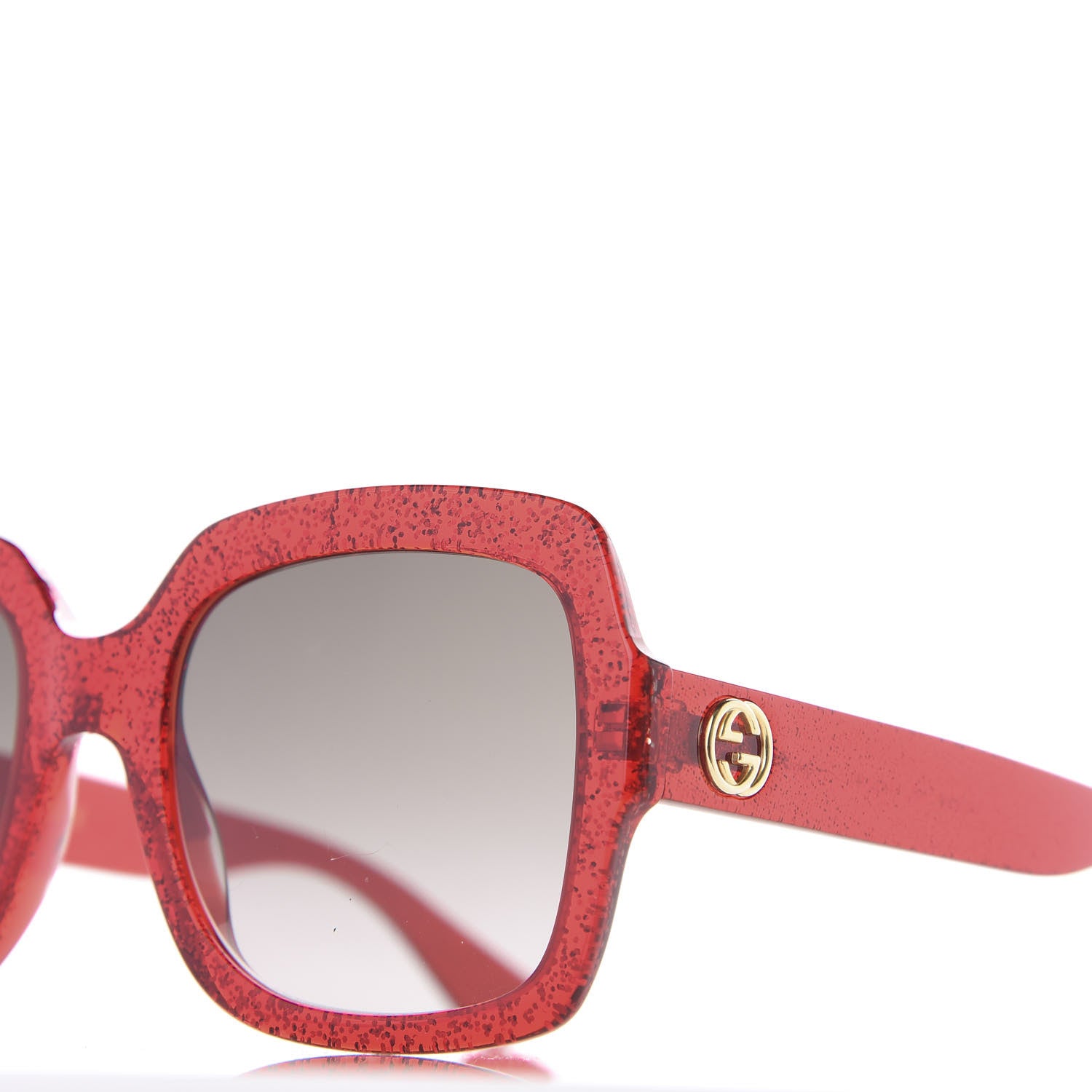 Gucci Square Frame GG 0036S Sunglasses Glitter Red 7 of 8