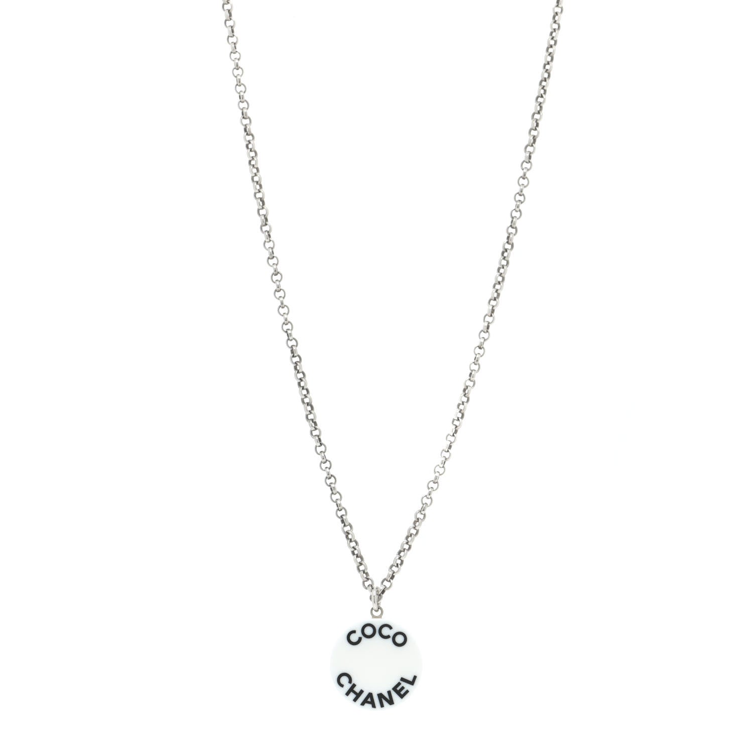 Chanel Resin Coco CC Necklace Silver 1 of 6