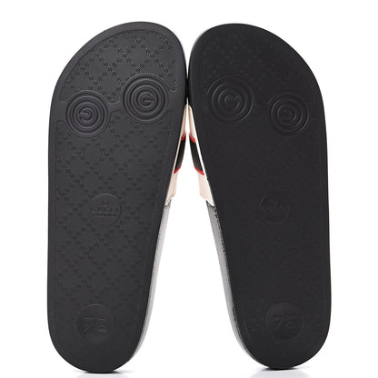 Gucci Rubber Stripe Mens Pool Slide Sandals 8 Ecru Poppy Black 5 of 7