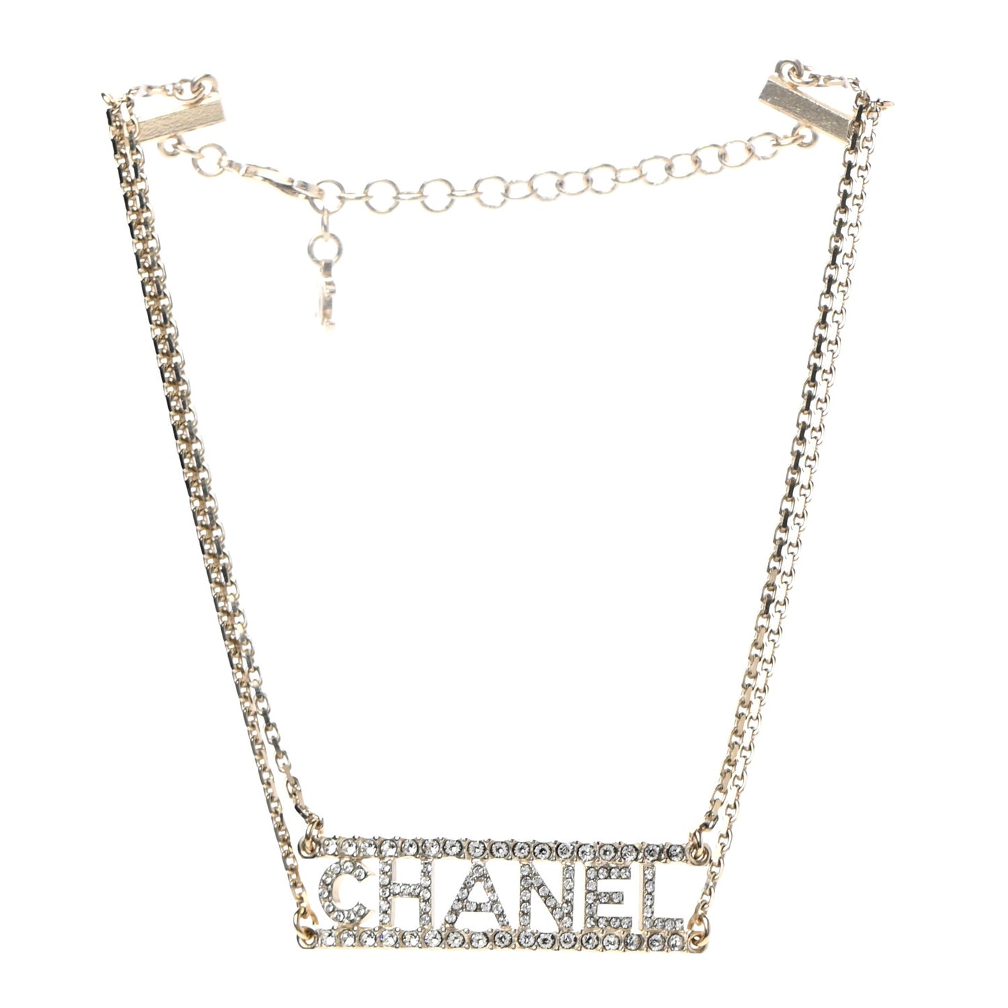 Metal Crystal Logo Choker Necklace Gold