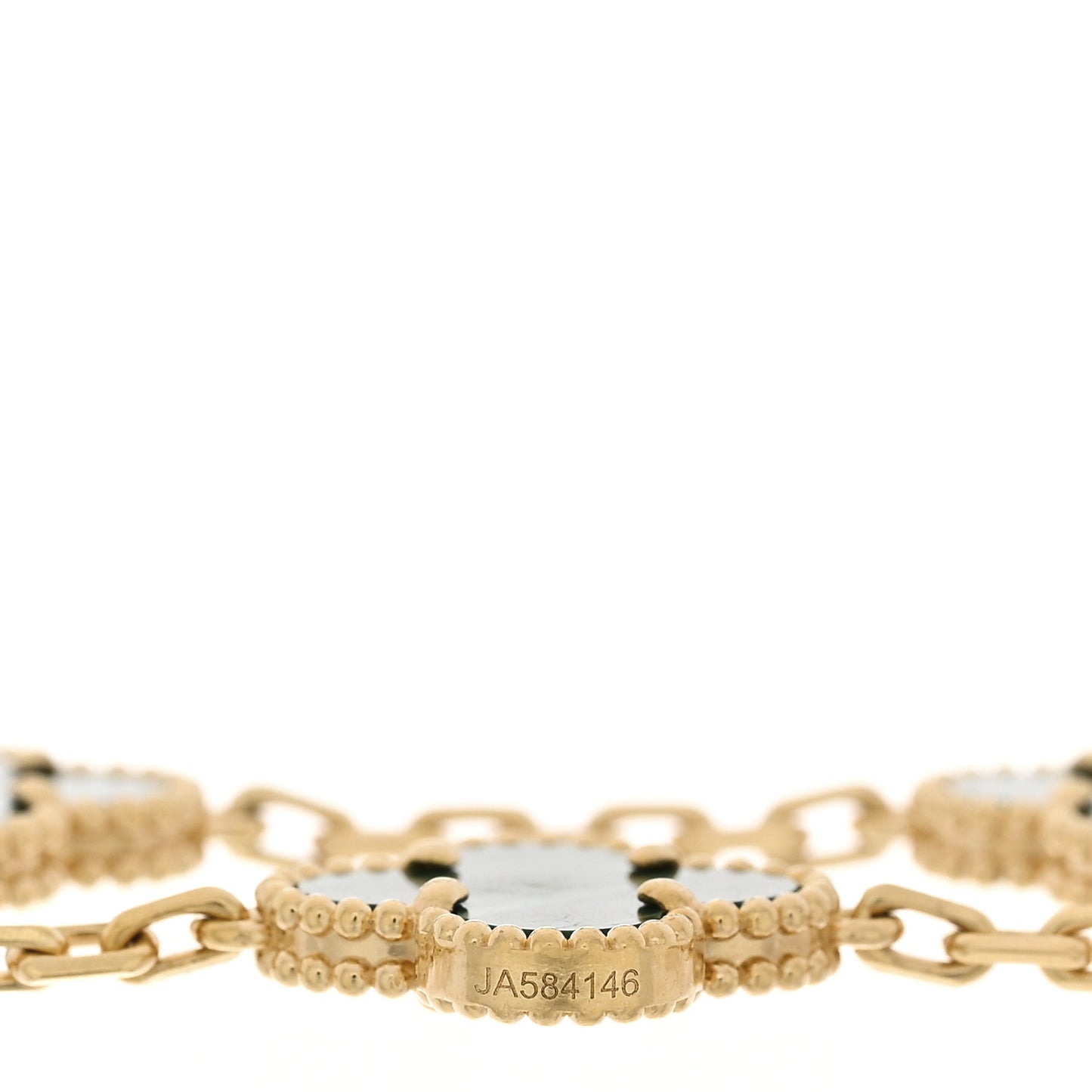 18K Yellow Gold Malachite 5 Motifs Vintage Alhambra Bracelet