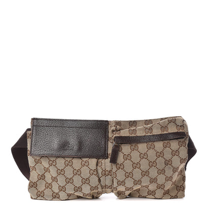 Gucci GG Monogram Double Pocket Belt Bag Dark Brown 1 of 11