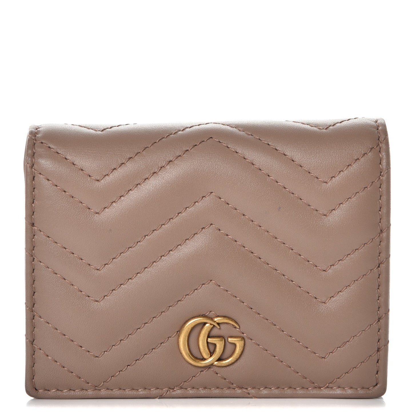 Calfskin Matelasse GG Marmont Card Case Wallet Porcelain Rose