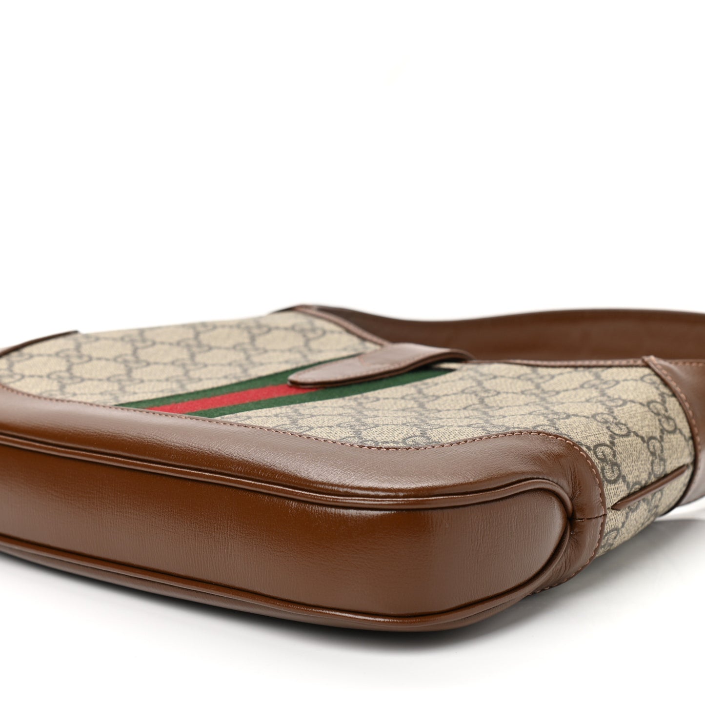 GG Supreme Monogram Azalea Calfskin Web Small Jackie 1961 Hobo Beige Ebony Brown Sugar