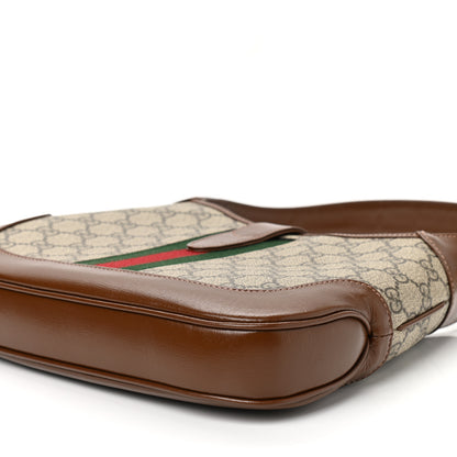 Gucci GG Supreme Monogram Azalea Calfskin Web Small Jackie 1961 Hobo Beige Ebony Brown Sugar 10 of 11