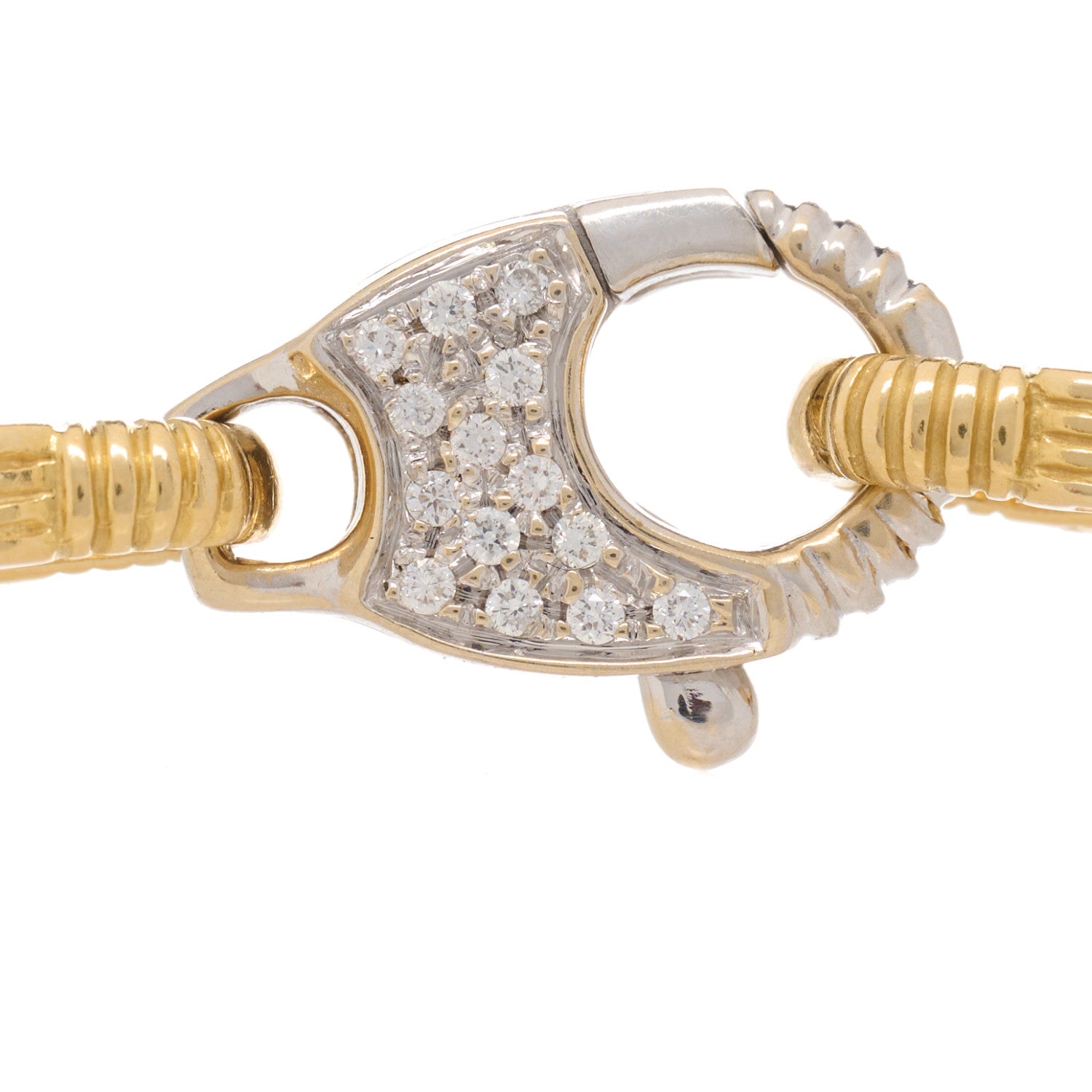 Roberto Coin 18K Yellow White Gold Diamond Appassionata Link Pave Necklace 3 of 6