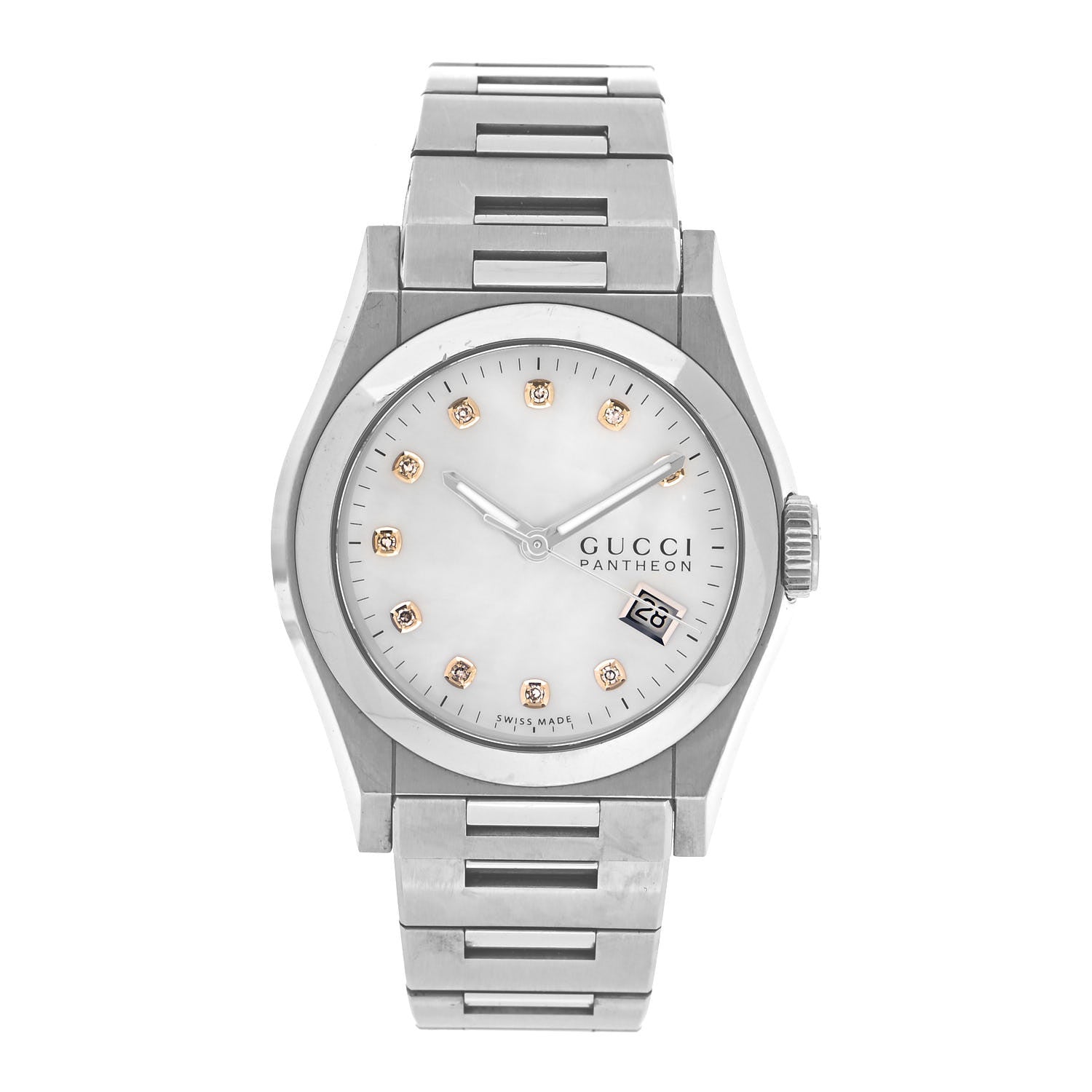 Gucci Stainless Steel Diamond Mother of Pearl 36mm Pantheon Quartz Watch 1 of 4