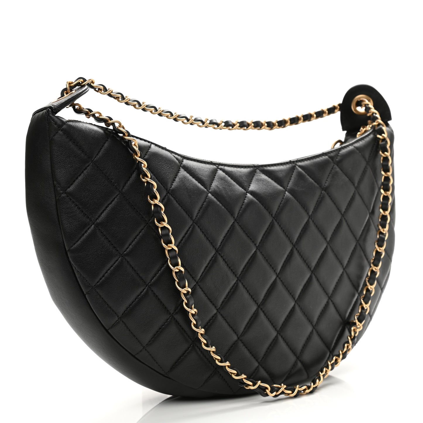 Lambskin Quilted All About Chains Hobo Black
