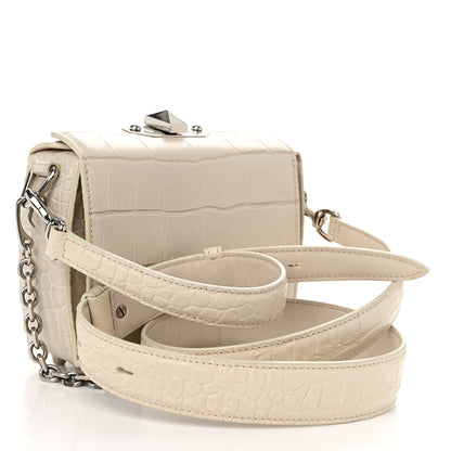 Alexander McQueen Calfskin Crocodile Embossed Box Shoulder Bag 16 White Bone 3 of 12