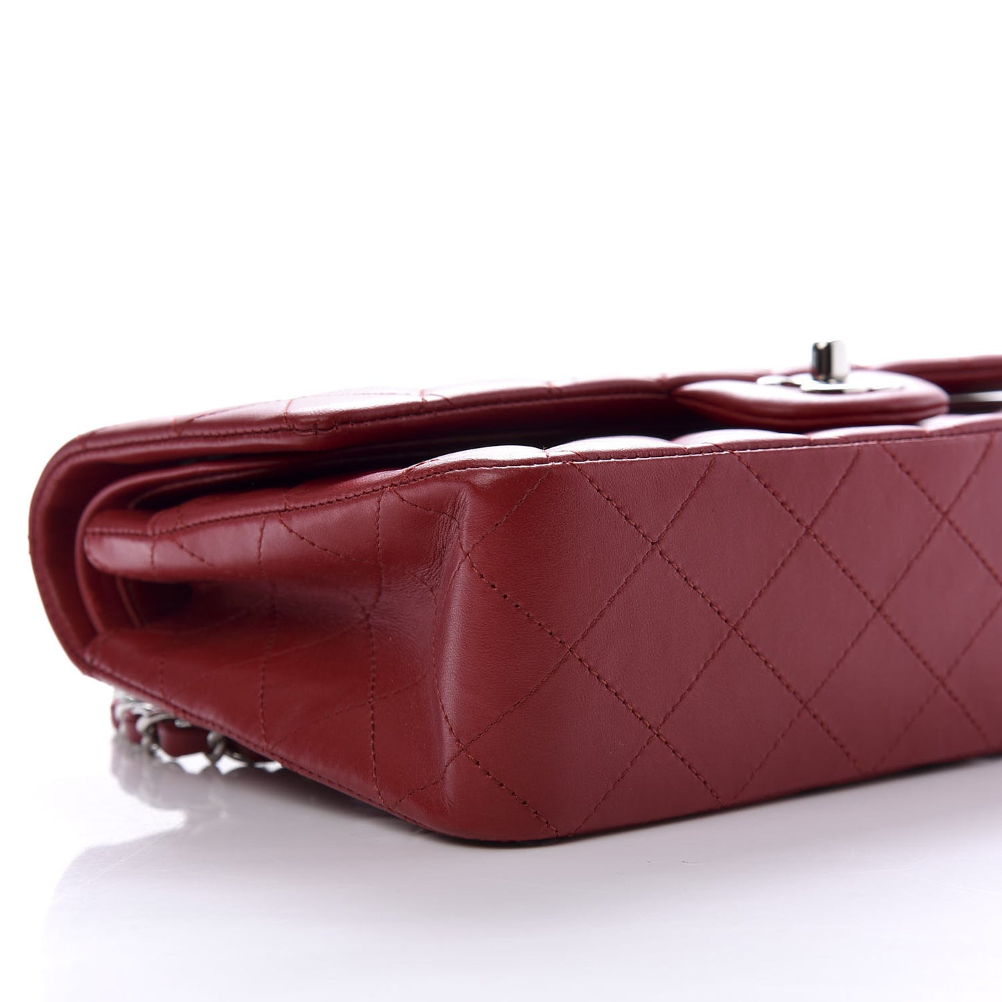 Lambskin Quilted Medium Double Flap Red