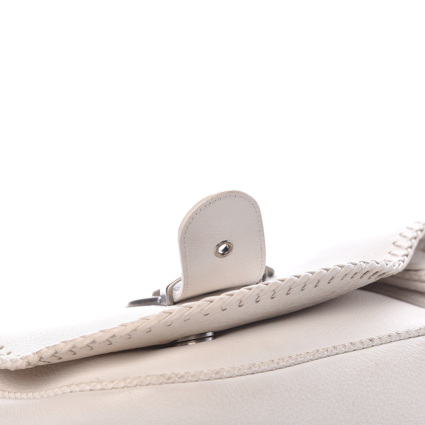 Calfskin Whipstitch Gaucho Double Saddle Bag White