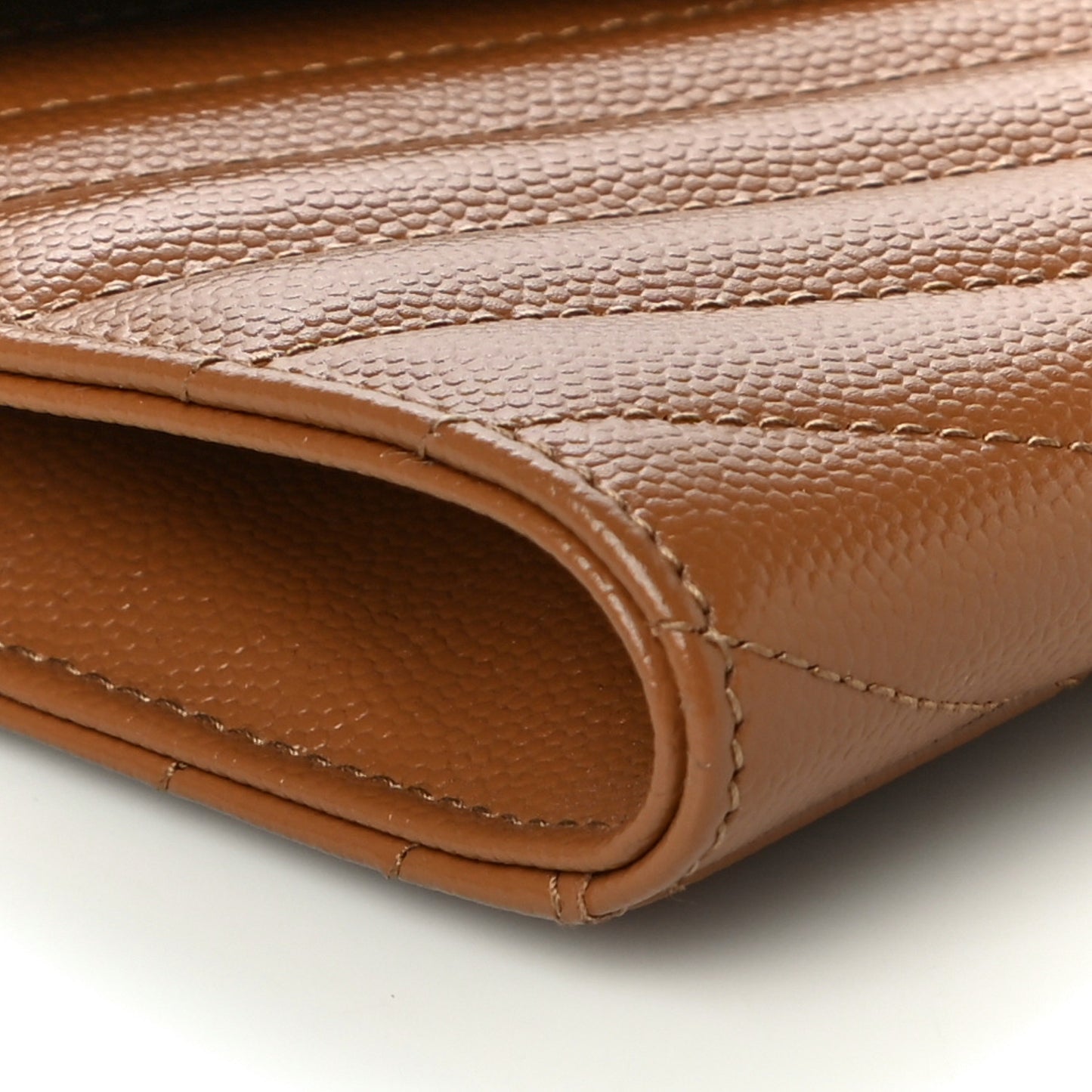 Grain De Poudre Matelasse Chevron Monogram Cassandre Flap Pouch Natural Dark