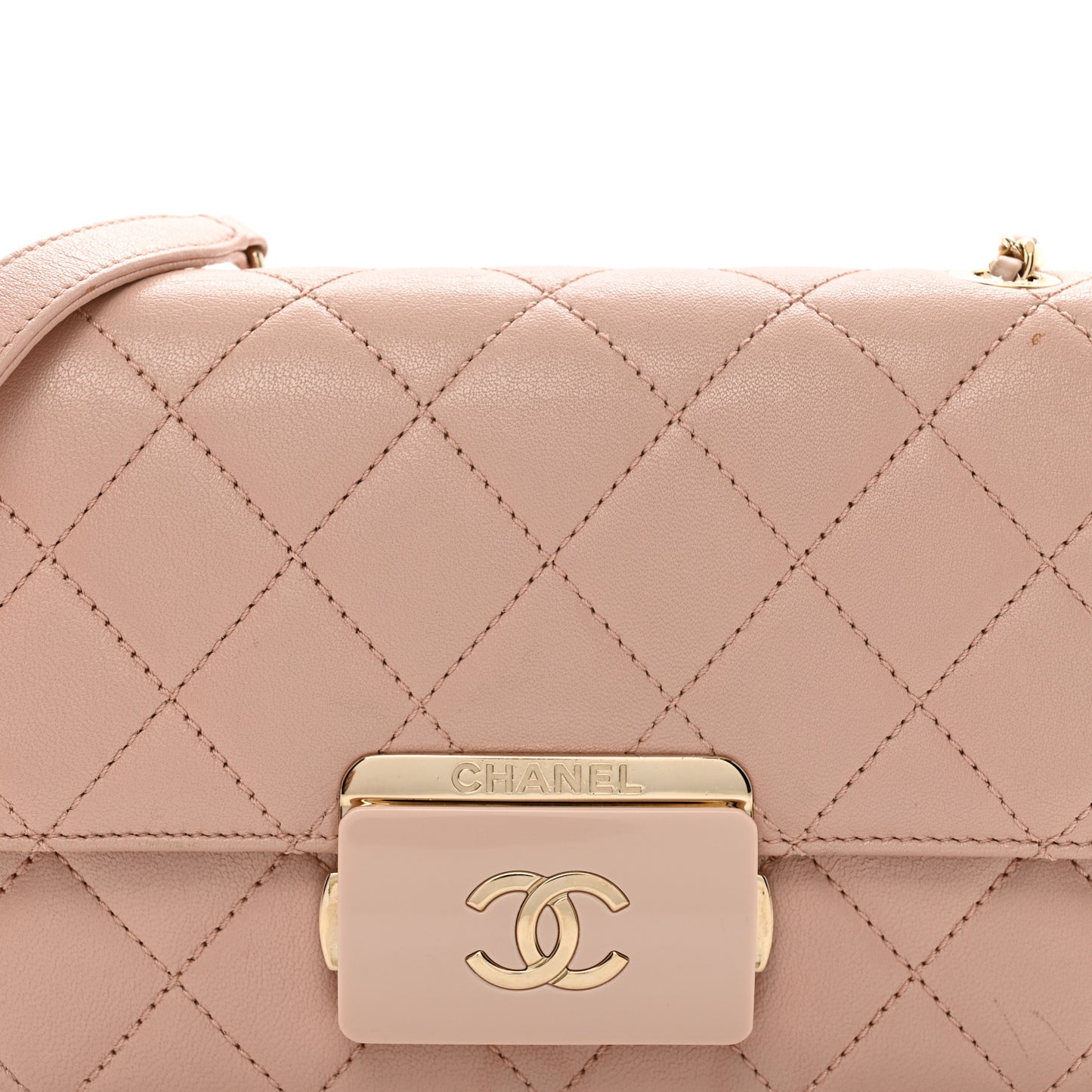 Sheepskin Quilted Mini Beauty Lock Flap Pink