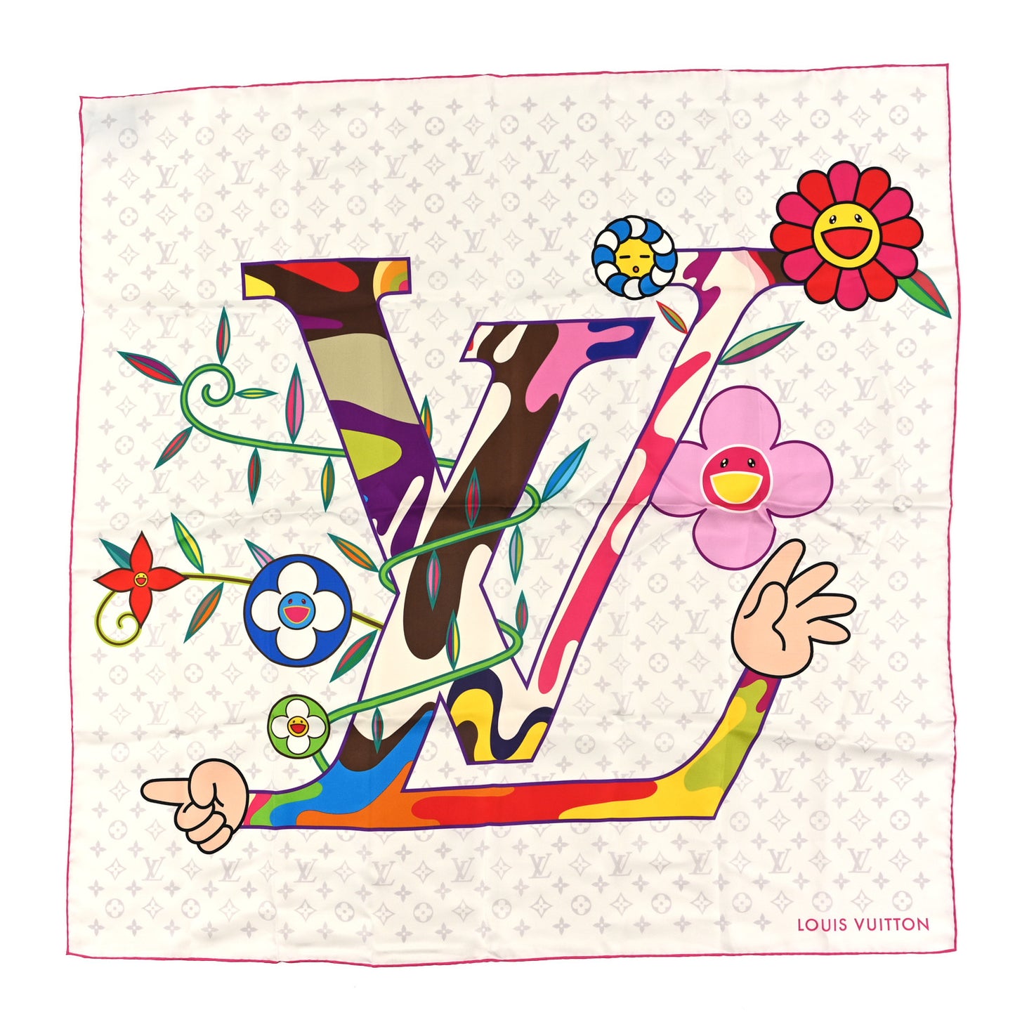 LV X TM Monogram Superflat Square 90 Scarf White