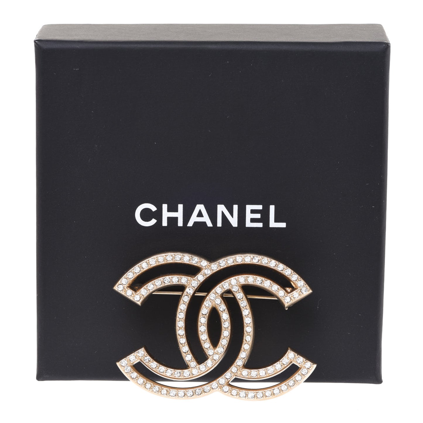 Crystal CC Brooch Light Gold