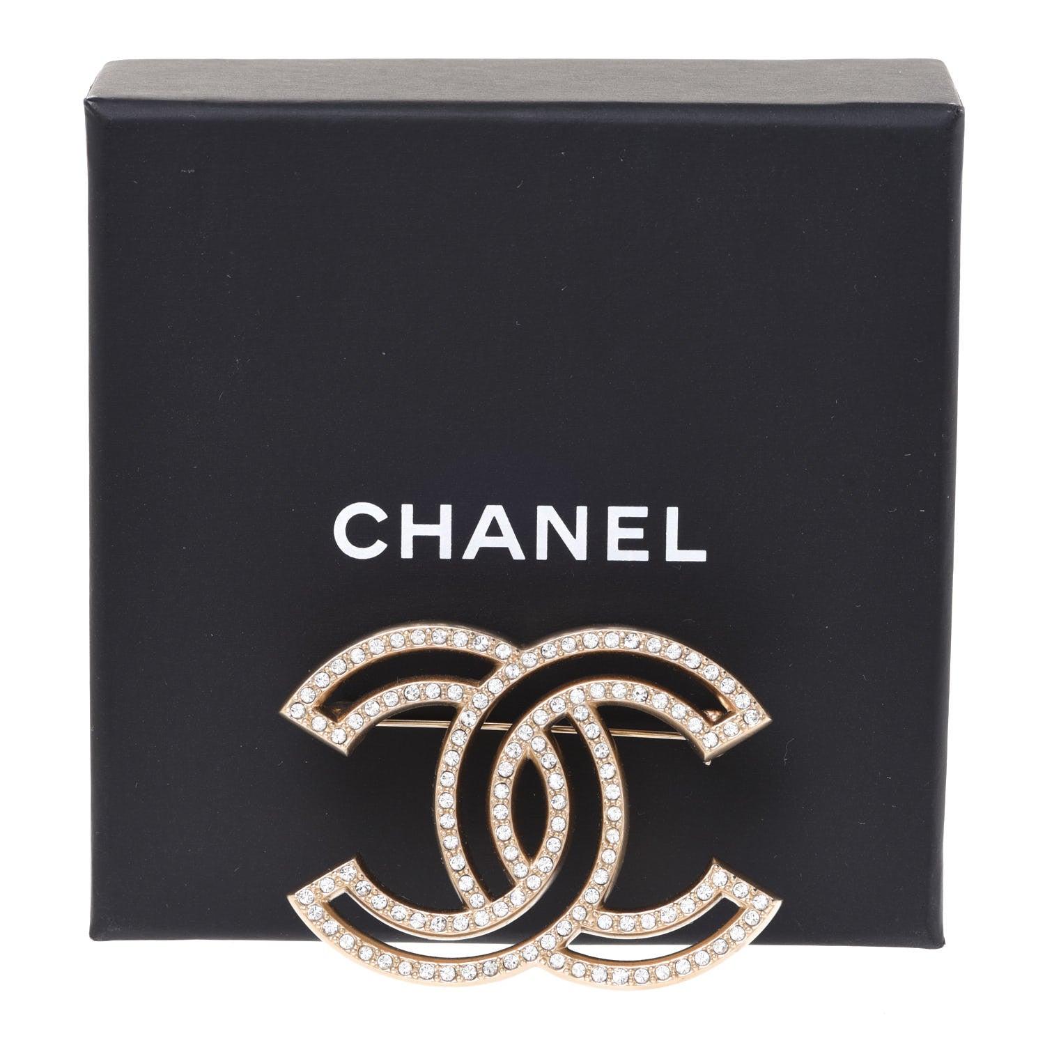 Chanel Crystal CC Brooch Light Gold 5 of 5