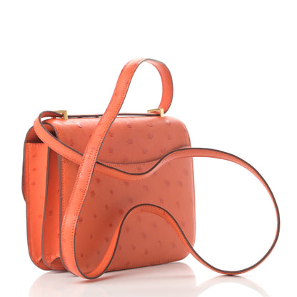 Hermes Ostrich Constance 18 Tangerine 3 of 11