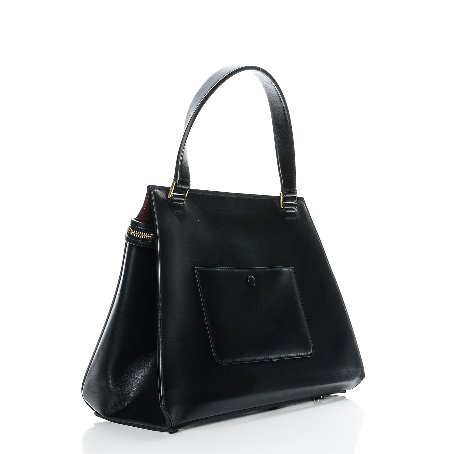 Palmelato Calfskin Medium Edge Shoulder Bag Black