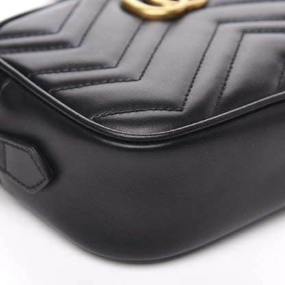 Gucci Calfskin Matelasse Mini GG Marmont Chain Shoulder Bag Black 9 of 11