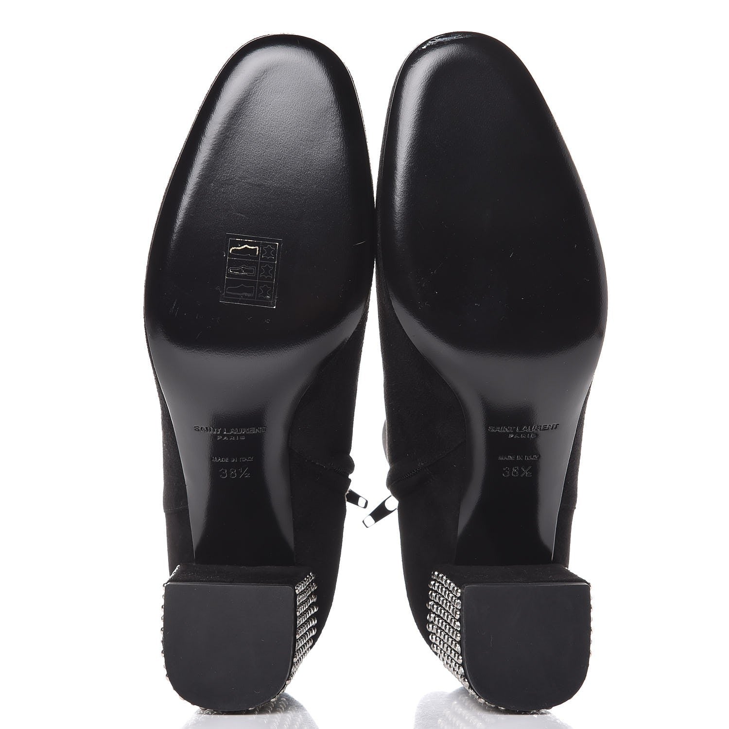 Saint Laurent Suede Crystal Studded Babies 70 Ankle Boots 38.5 Black 5 of 10
