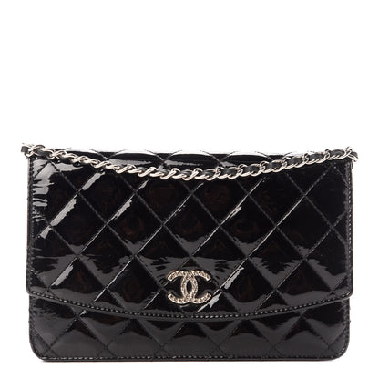 Chanel Patent Quilted Brilliant Wallet On Chain WOC Black 1 of 10