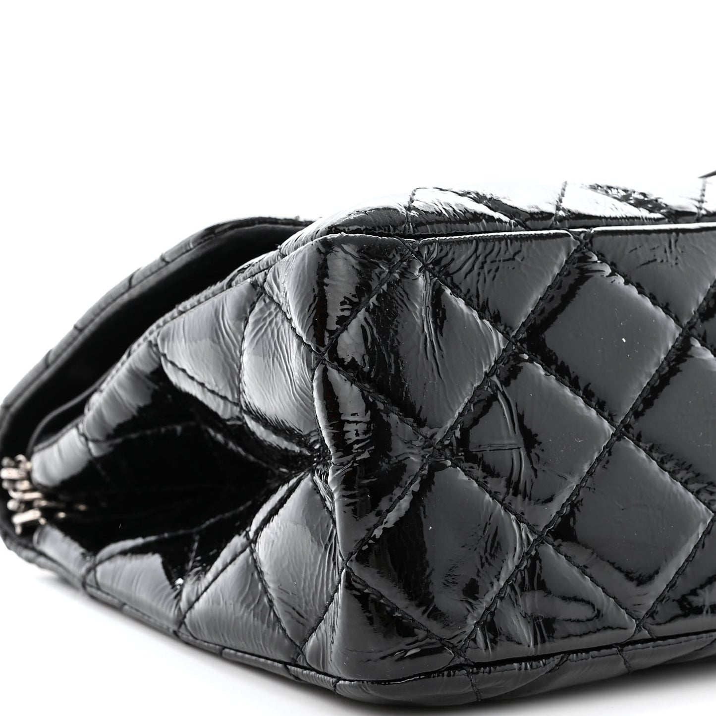 Distressed Patent Quilted 2.55 Reissue 227 Flap Black