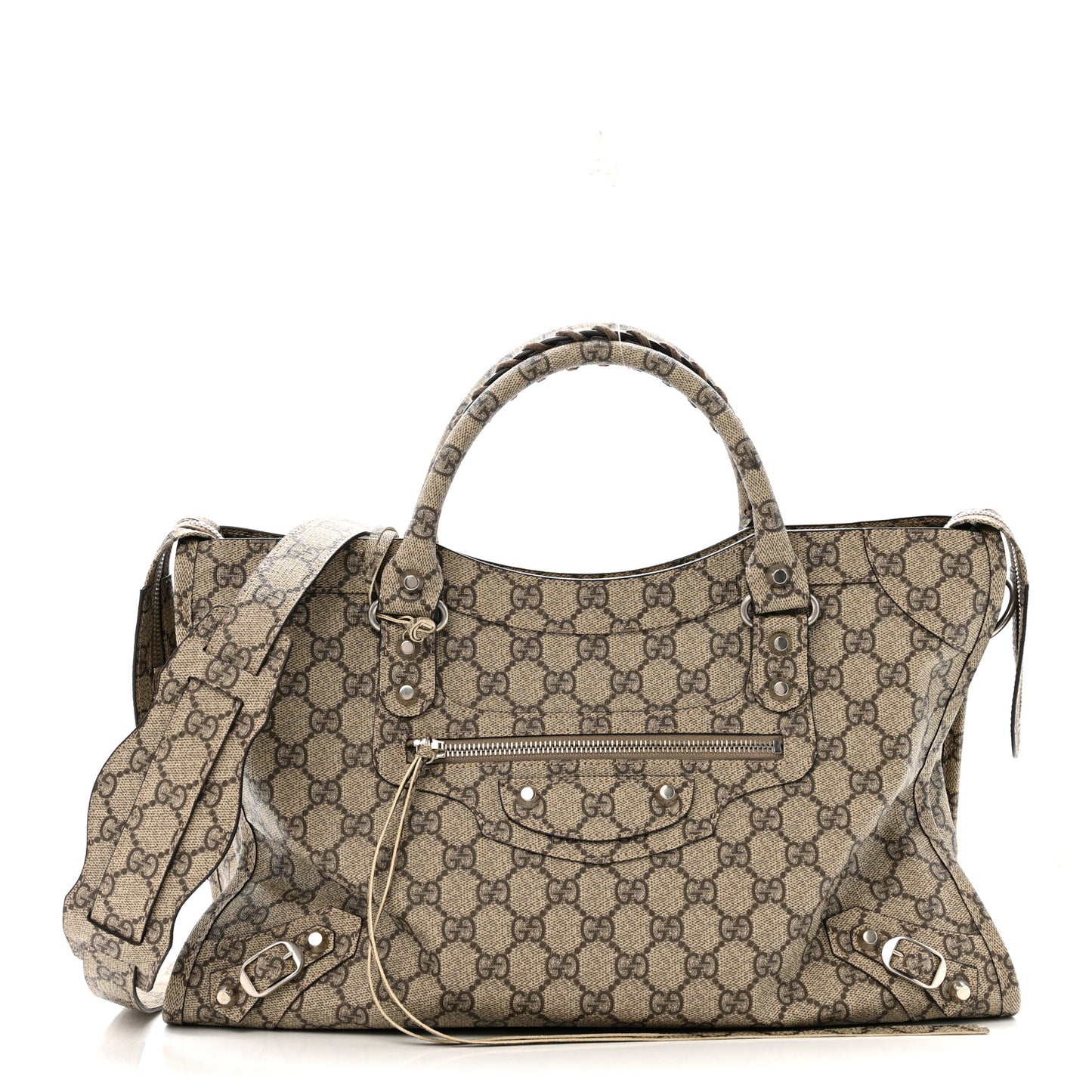 X GUCCI GG Supreme Monogram Neo Classic Silver Hardware City Beige Ebony