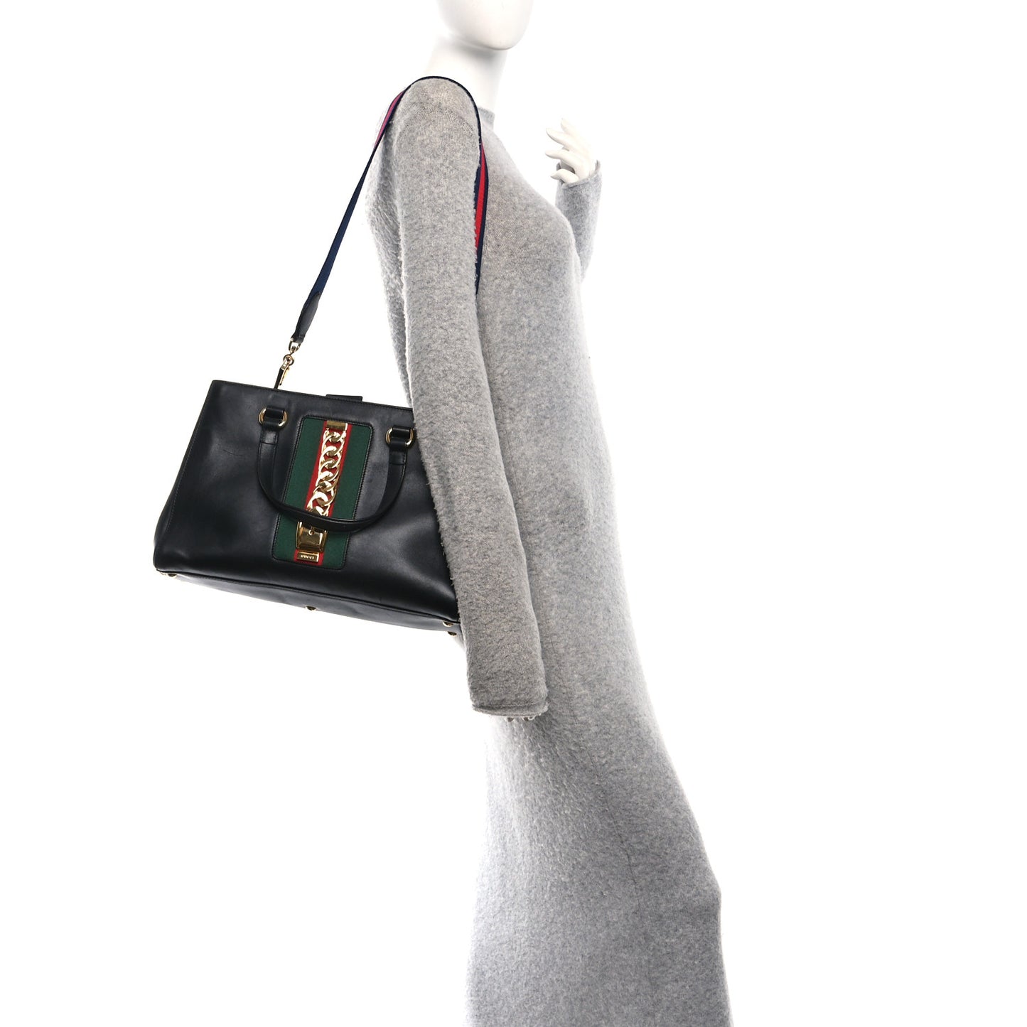 Calfskin Large Sylvie Top Handle Tote Black