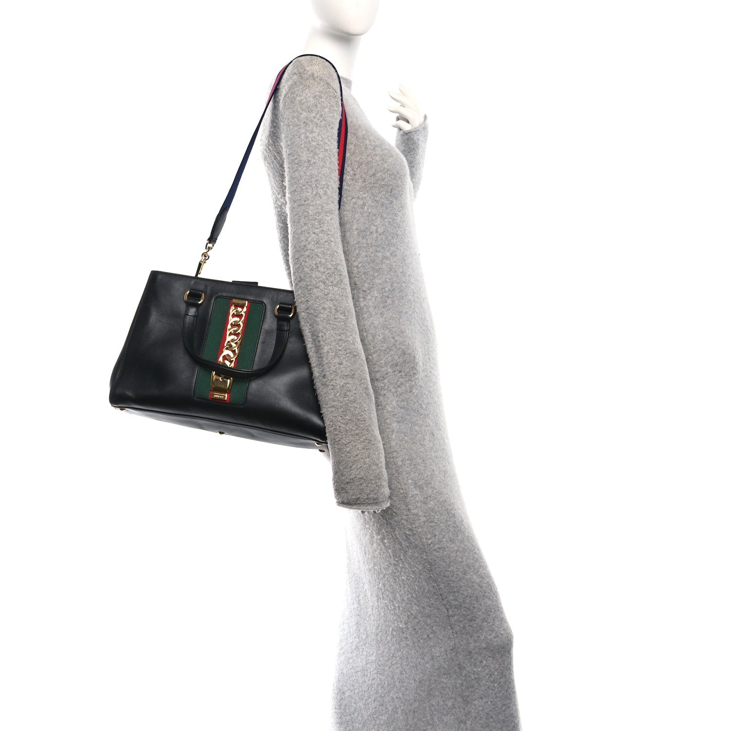 Gucci Calfskin Large Sylvie Top Handle Tote Black 2 of 12
