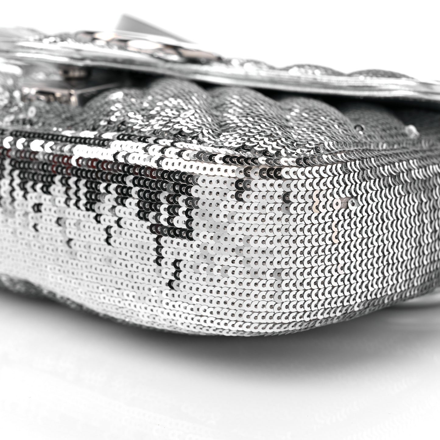 Sequin Matelasse Mini GG Marmont Shoulder Bag Silver
