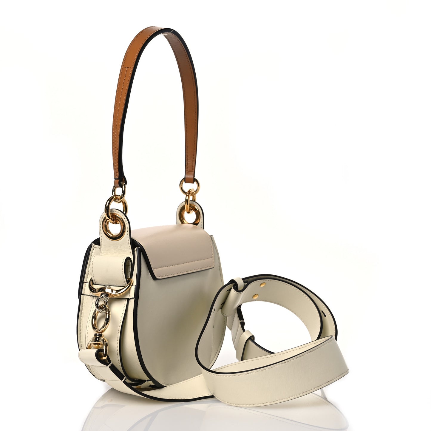Calfskin Crocodile Embossed Small Tess Bag White Beige